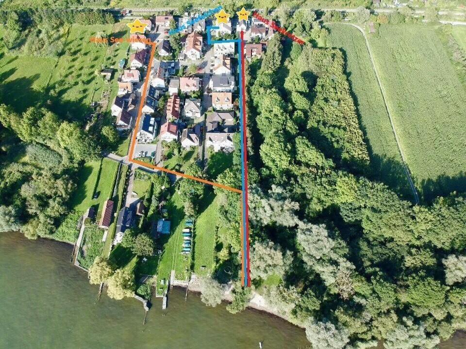 Ferien-Apartment Seewiesen Mit Privatstrand Friedrichshafen Bagian luar foto